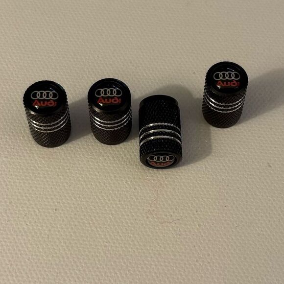 Audi Valve Stem Caps in Black Set of 4 NWT - Picture 3 of 4